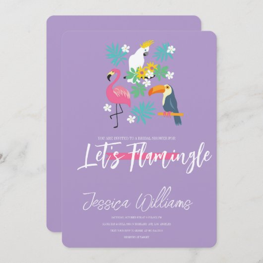Let’s Flamingle! Tropical Bridal Shower Bash 招待状 (正面/裏面)