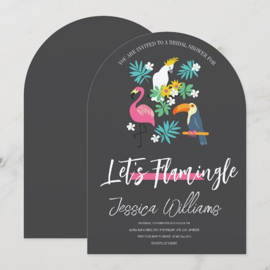 Let’s Flamingle! Tropical Bridal Shower Bash 招待状 (正面/裏面)