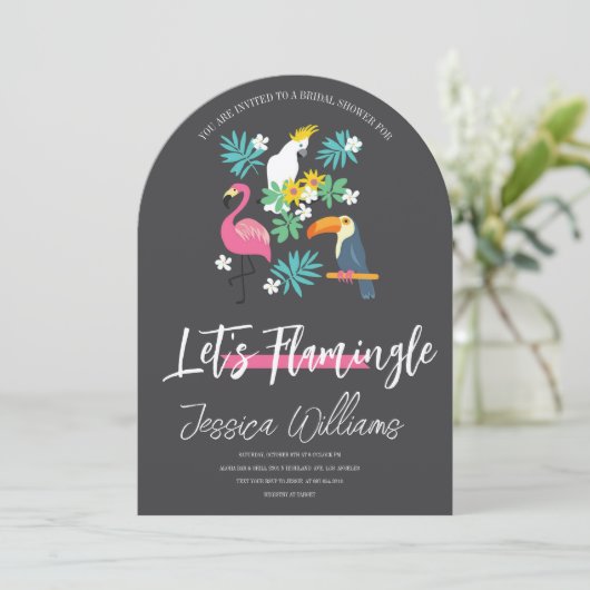 Let’s Flamingle! Tropical Bridal Shower Bash 招待状 (スタンド正面)