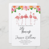 Let’s Flamingle! Tropical Bridal Shower Bash 招待状 (正面/裏面)