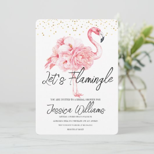 Let’s Flamingle! Tropical Bridal Shower Bash 招待状 (スタンド正面)