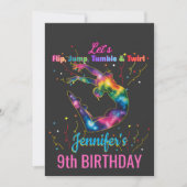 Let’s Flip, Jump, Tumble & Twirl Birthday Girl 招待状 (正面)