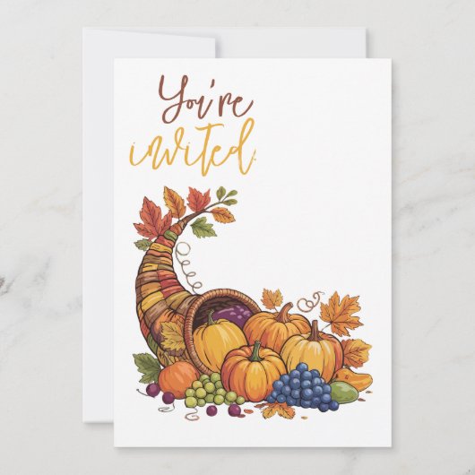 Let’s Gather Thanksgiving Dinner Fall Harvest 招待状 (裏面)