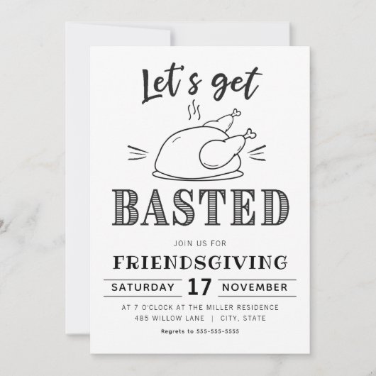 Let’s Get Basted Funny Friendsgiving  招待状 (正面)
