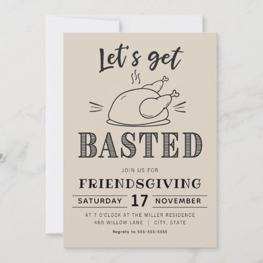 Let’s Get Basted Funny Friendsgiving  招待状 (正面)