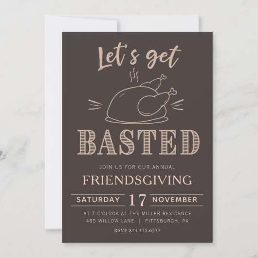 Let’s Get Basted Funny Friendsgiving Invitation 招待状 (正面)