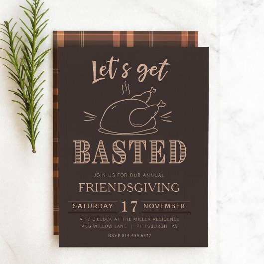 Let’s Get Basted Funny Friendsgiving Invitation 招待状