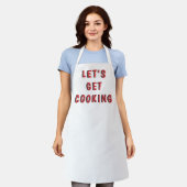 “Let’s Get Cooking” Motivational White Apron | Fun エプロン (着用した状態)