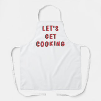 “Let’s Get Cooking” Motivational White Apron | Fun エプロン