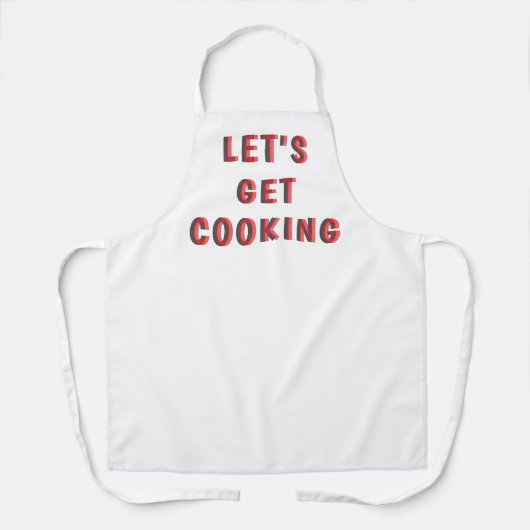 “Let’s Get Cooking” Motivational White Apron | Fun エプロン (正面)
