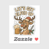 Let’s Get Elfed Up – Funny Reindeer Beer Christmas シール (シート)