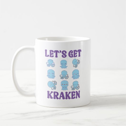 Let’s Get Kraken Cute Pastel Kawaii Octopus  コーヒーマグカップ (左)