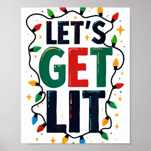 Let S Get Lit Christmas Tree Lights Funny Xmas Par ポスター (正面)
