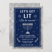 Let’s Get Lit Hanukkah Party 招待状 (正面/裏面)