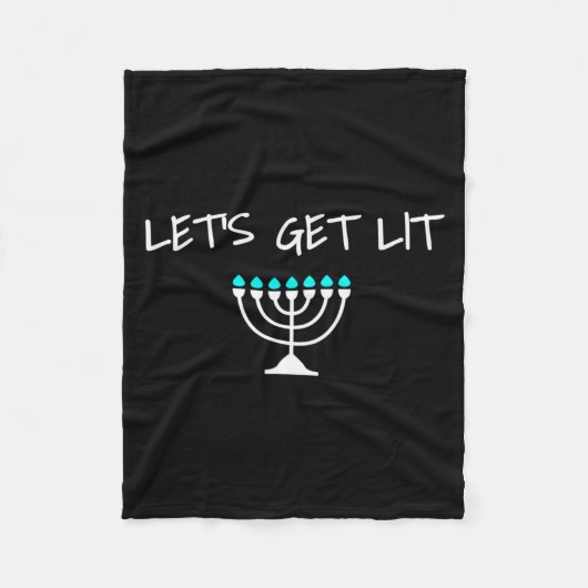 Let S Get Lit Jewish Hanukkah Menorah Chanukkah  フリースブランケット (正面)