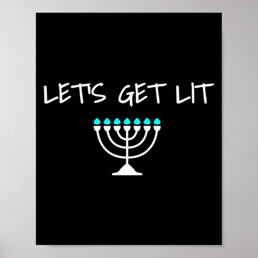 Let S Get Lit Jewish Hanukkah Menorah Chanukkah  ポスター (正面)
