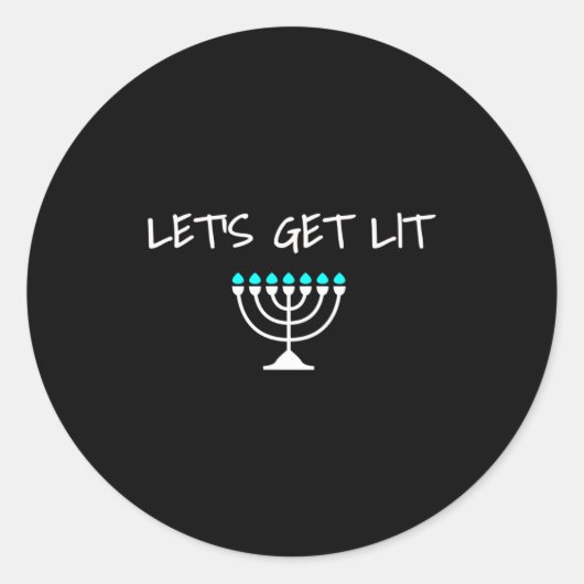 Let S Get Lit Jewish Hanukkah Menorah Chanukkah  ラウンドシール (正面)