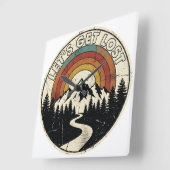 Let’s Get Lost Retro Mountain Adventure Outdoor スクエア壁時計 (傾斜)