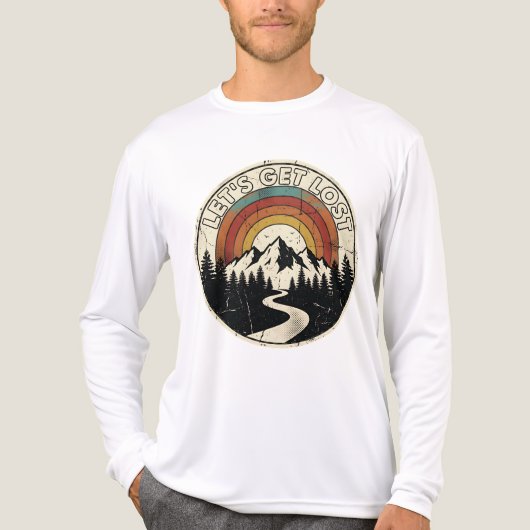 Let’s Get Lost Retro Mountain Adventure Outdoor トライブレンドTシャツ (正面)