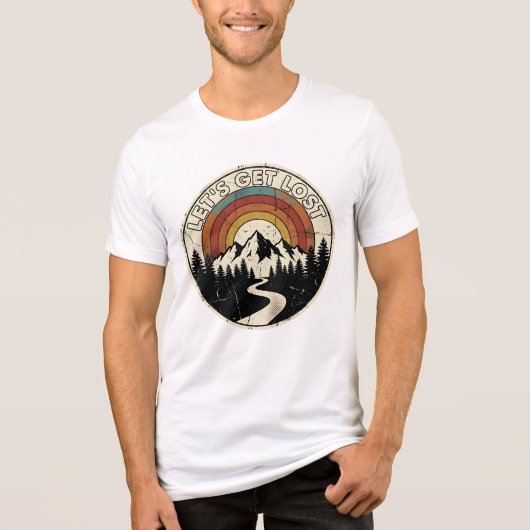 Let’s Get Lost Retro Mountain Adventure Outdoor トライブレンドＴシャツ (正面)