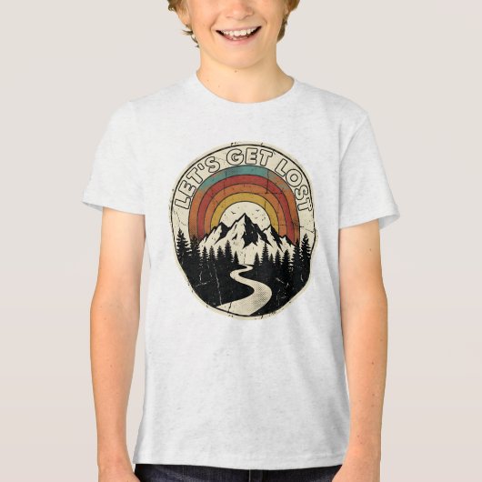 Let’s Get Lost Retro Mountain Adventure Outdoor トライブレンドＴシャツ (正面)