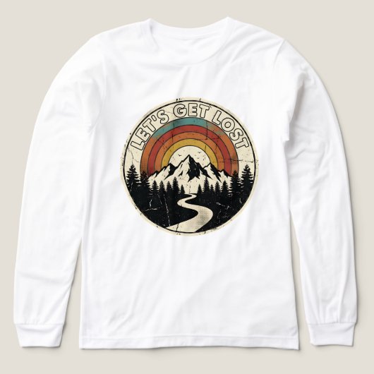 Let’s Get Lost Retro Mountain Adventure Outdoor トライブレンドＴシャツ (デザイン正面)