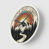 Let’s Get Lost Retro Mountain Adventure Outdoor ラウンド壁時計 (傾斜)
