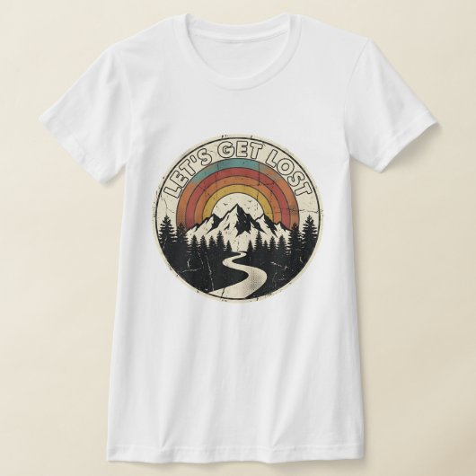 Let’s Get Lost Retro Mountain Adventure Outdoor Tシャツ (レイダウン)