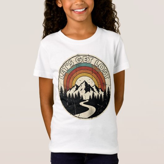 Let’s Get Lost Retro Mountain Adventure Outdoor Tシャツ (正面)