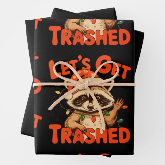 Let’s Get Trashed Christmas Raccoon Feral Xmas ラッピングペーパーシート (インサイチュ)