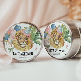 Let’s Get Wild Party Animal Birthday Sticker ラウンドシール