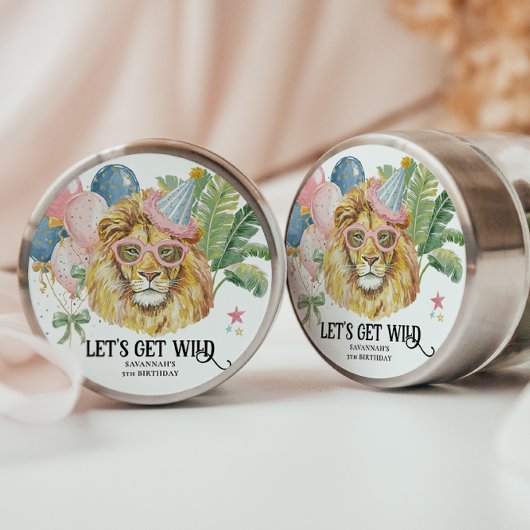 Let’s Get Wild Party Animal Birthday Sticker ラウンドシール