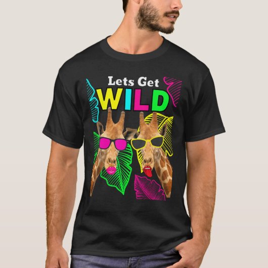 Let s Get Wild Zoo Animals Safari Party Giraffe Wi Tシャツ (正面)