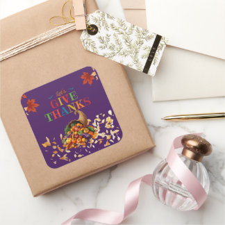 Let’s Give Thanks Cornucopia Thanksgiving スクエアシール