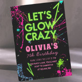 Let’s Glow Crazy Roller Skating Birthday 招待状