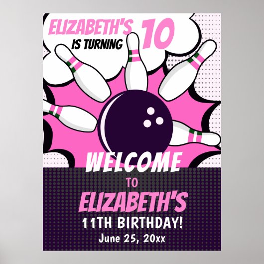 Let’s Go Bowling! Fun Bowling-Style Birthday Girl ポスター (正面)