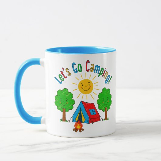 Let’s Go Camping Kids Drawing Design マグカップ (左)