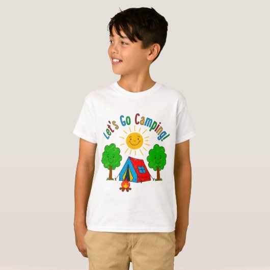 Let’s Go Camping Kids Drawing Design Tシャツ (正面フル)