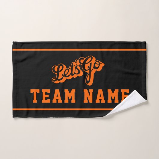 Let’s Go Personalized Team Rally Black and Orange ハンドタオル (ハンドタオル)