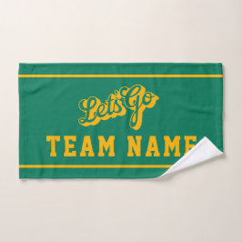 Let’s Go Personalized Team Rally Green and Gold ハンドタオル
