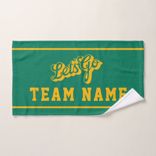 Let’s Go Personalized Team Rally Green and Gold ハンドタオル (ハンドタオル)
