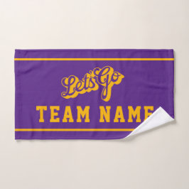 Let’s Go Personalized Team Rally Purple and Gold ハンドタオル
