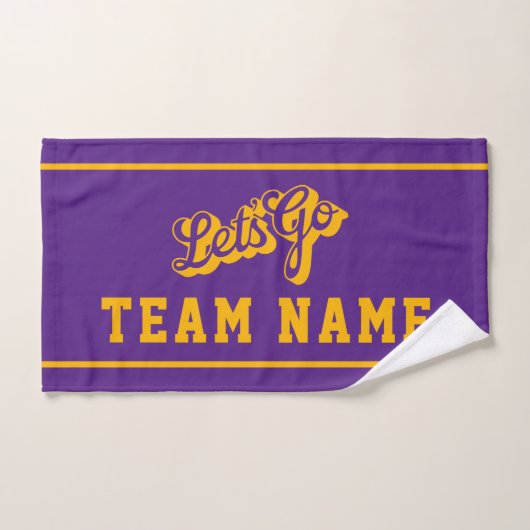Let’s Go Personalized Team Rally Purple and Gold ハンドタオル (ハンドタオル)