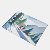 Let’s Go Skiing | Winter Watercolor Painting ドアマット (アングル)