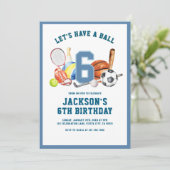 Let’s Have a Ball Birthday | Boy Sports Party  招待状 (スタンド正面)