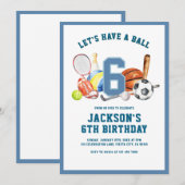 Let’s Have a Ball Birthday | Boy Sports Party  招待状 (正面/裏面)