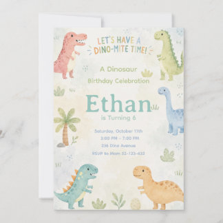 Let’s Have A Dino-Mite Time Invitation Editable 招待状