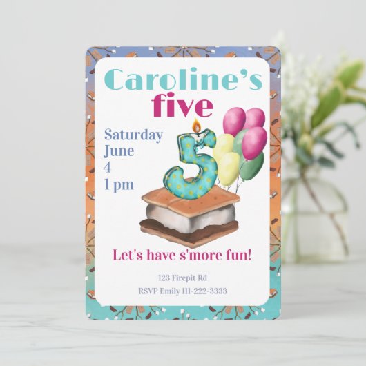 Let’s have s’more fun 5th Birthday Invitation 招待状 (スタンド正面)