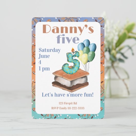 Let’s have s’more fun 5th Birthday Invitation 招待状 (スタンド正面)