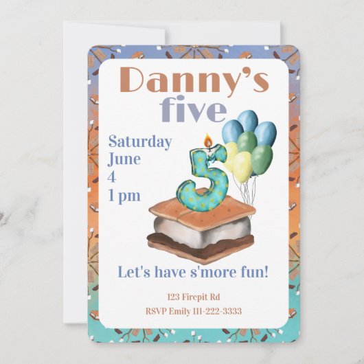 Let’s have s’more fun 5th Birthday Invitation 招待状 (正面)